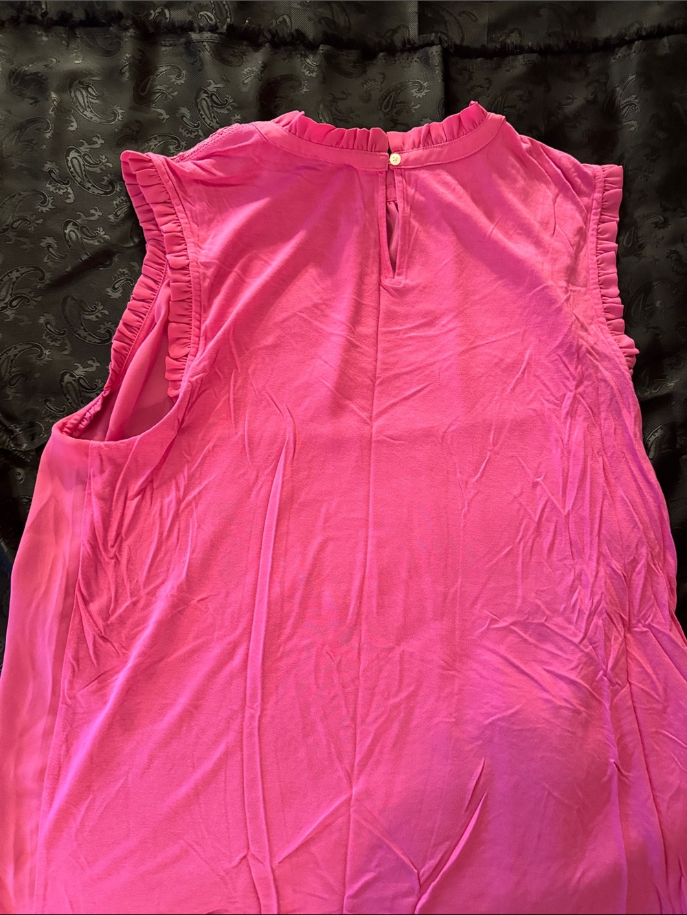LOFT Hot Pink Ruffle Neck Sleeveless Shell - Picture 4 of 5